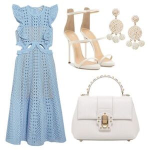 Gorgeous Self Portrait Ruffled Cut-Out Broderie-Anglaise Cotton Dress. Size US 8